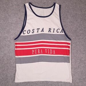 Pura Vida Tank Top Mens M Costa Rica White Ringer Shirt